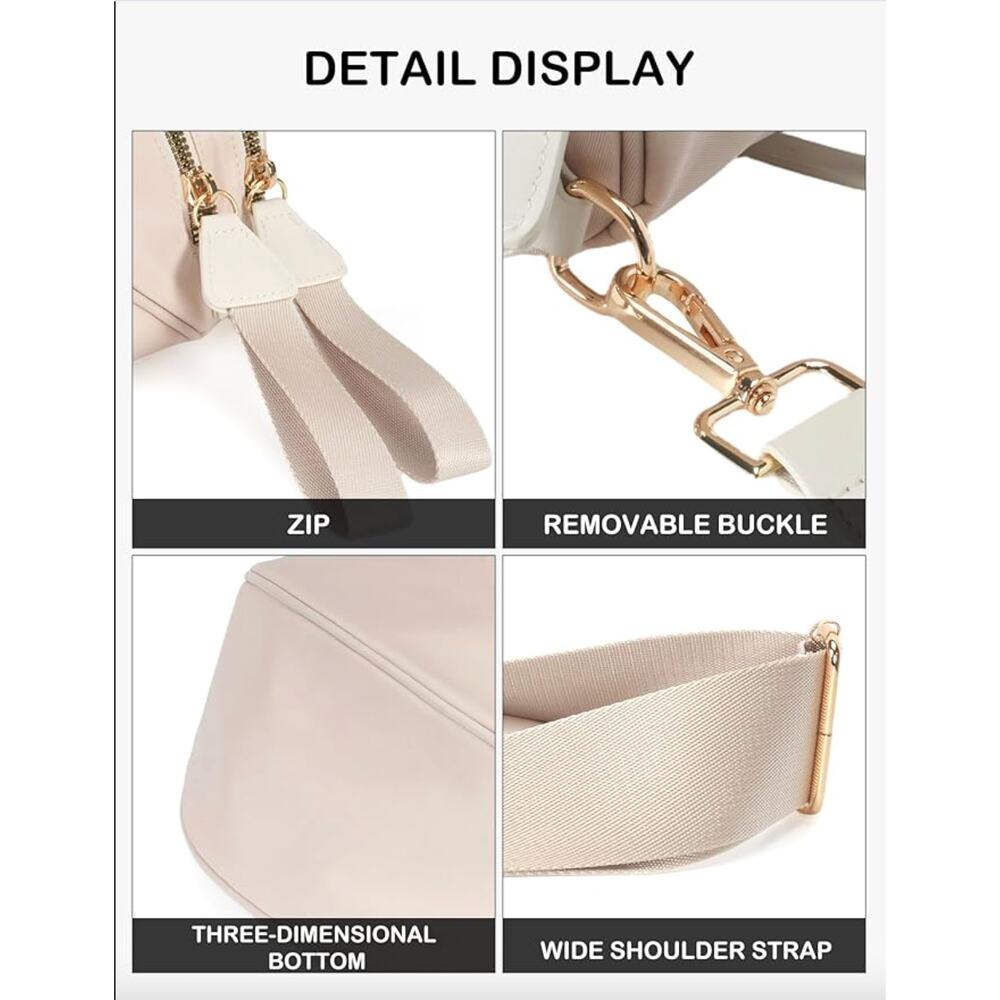 Spacious Nylon Crossbody Bag in‎ Cream